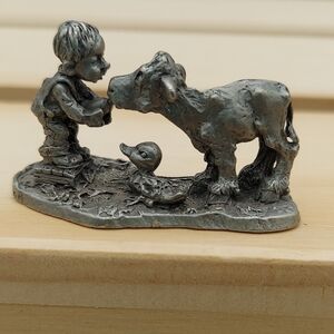 Pride And Joy Boy And His Cow Boyd Perry Pewter Figurine